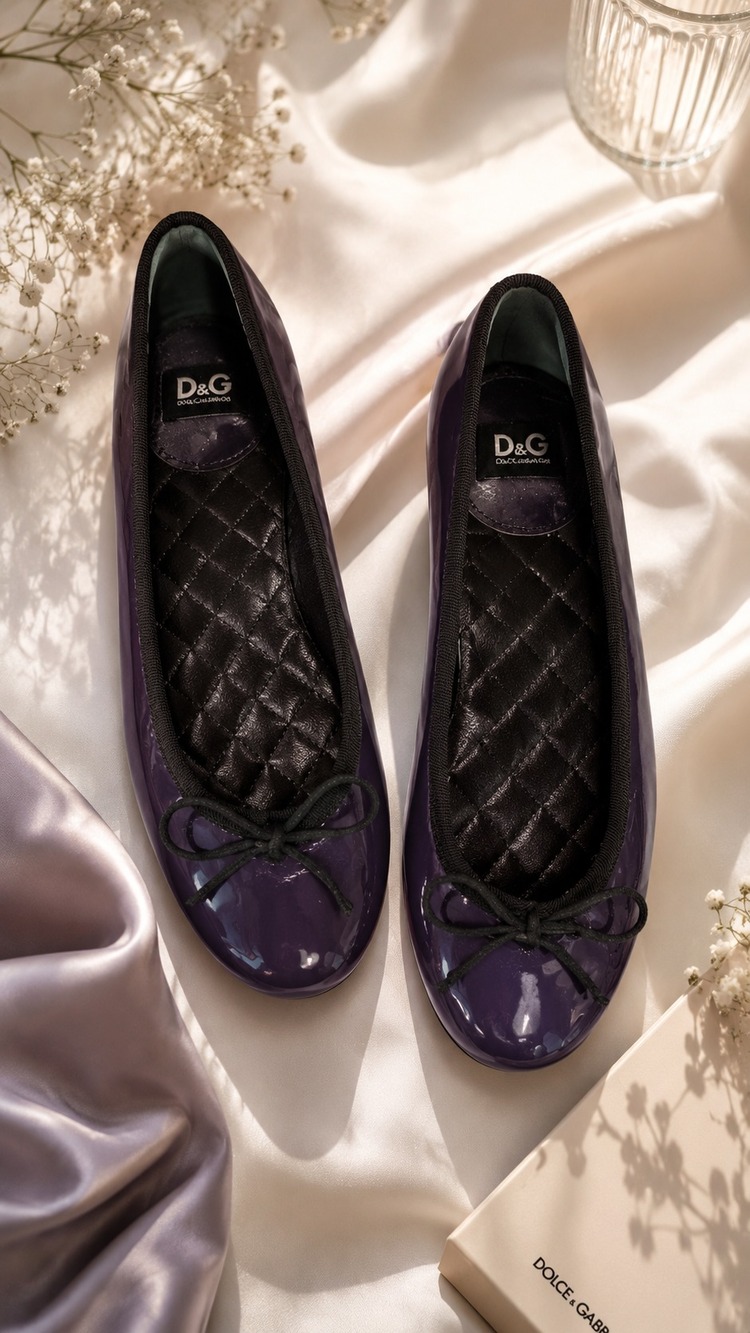 Dolce & Gabbana D&G Purple Patent Leather Ballet Flats